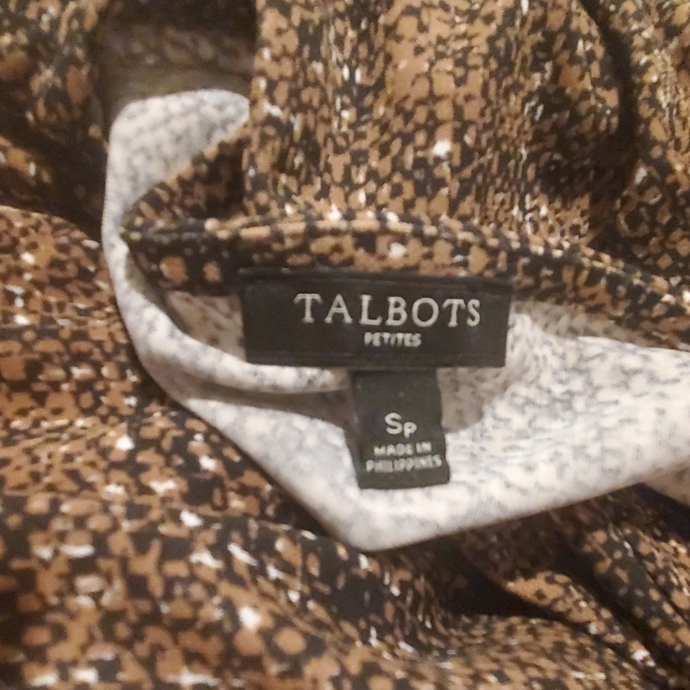 Talbots brown, black, white print dress SP - Picture 3 of 4